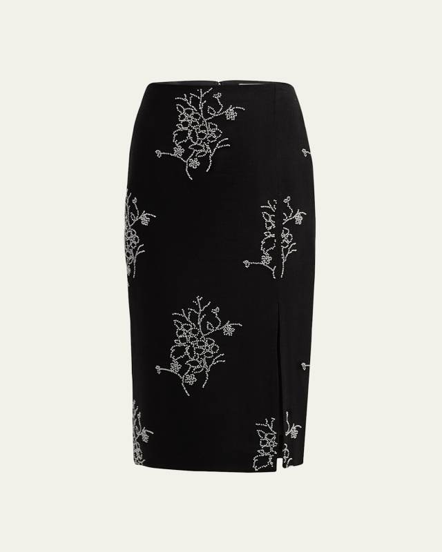 Santanna Beaded Side-Slit Midi Skirt