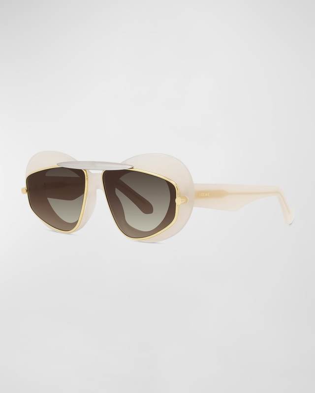 Double Frame Acetate & Metal Cat-Eye Sunglasses