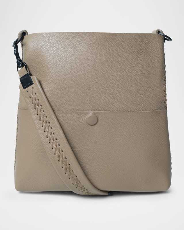 Slim Grained Leather Messenger Bag