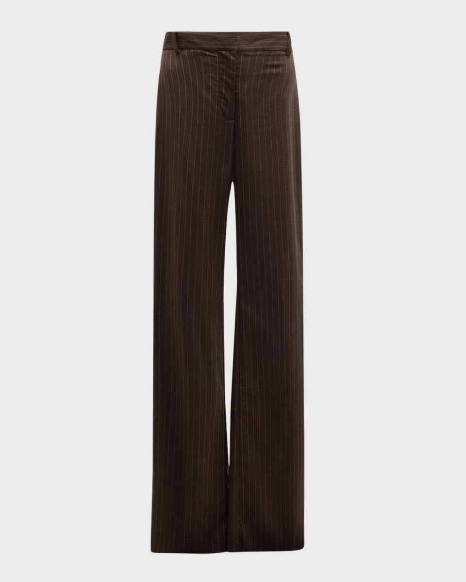 Corette Pinstripe Stretch-Wool Pants