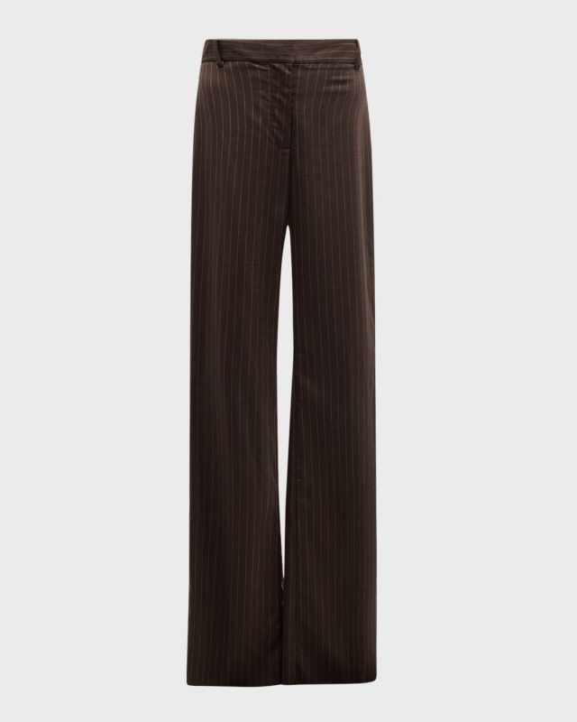 Corette Pinstripe Stretch-Wool Pants