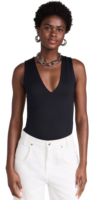 Good American Scuba Deep V Tank Thong Bodysuit Black001