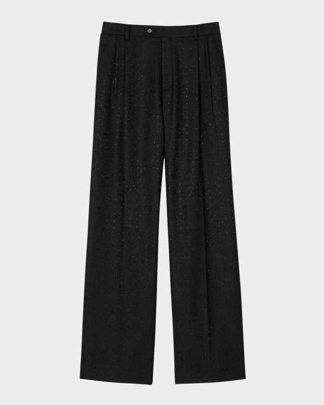 Fleck Embellished Herringbone Trousers