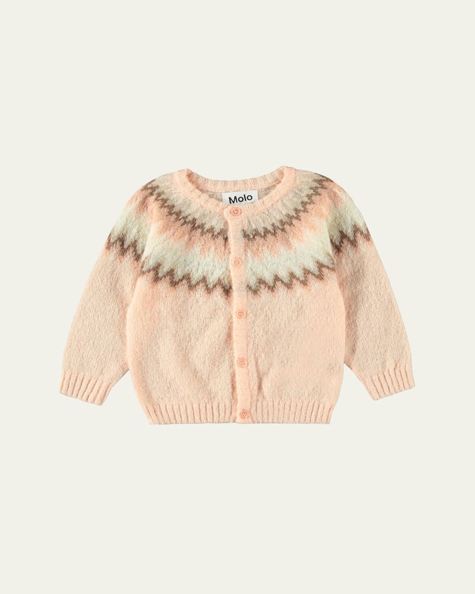 Girl's Bay Zig Zag-Print Cardigan, Size Newborn-