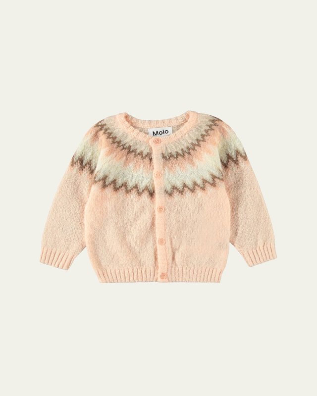 Girl's Bay Zig Zag-Print Cardigan, Size Newborn-