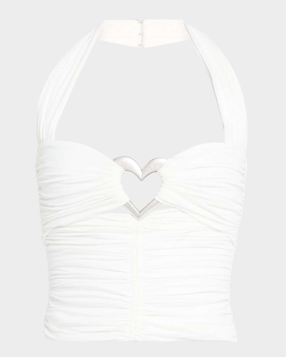 Heart Ruched Halter Crop Top