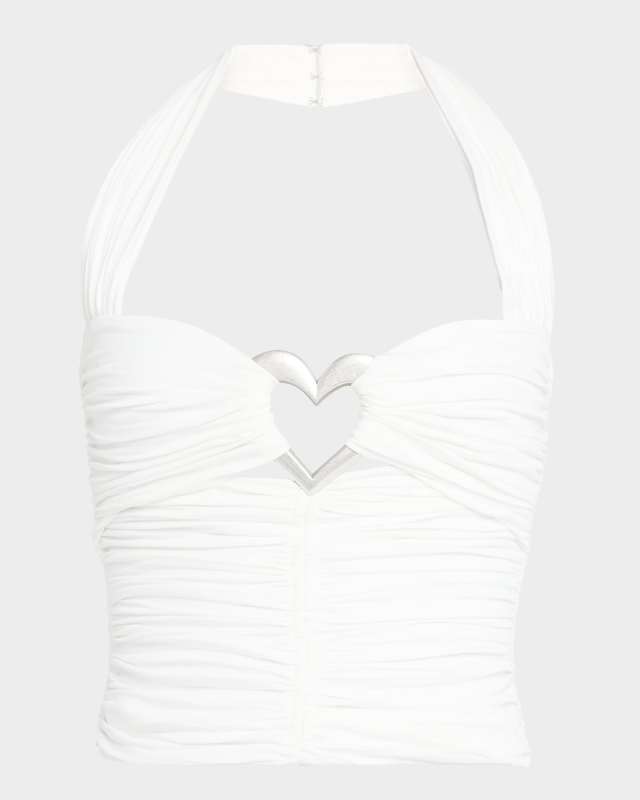 Heart Ruched Halter Crop Top