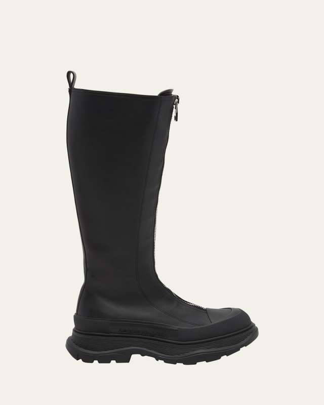 Leather Zip Tall Moto Boots