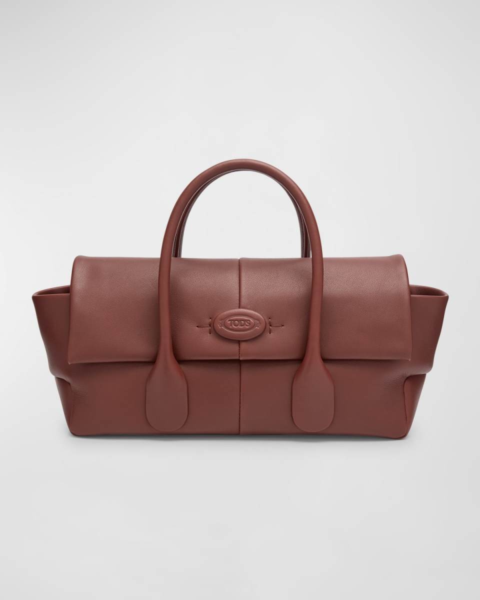 Flap Calfskin Leather Top-Handle Bag