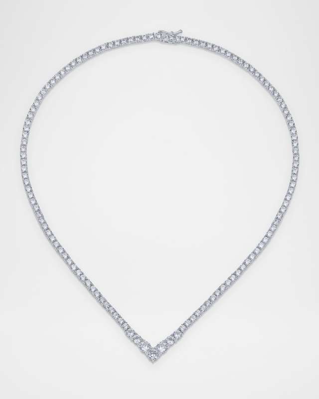 Round Cubic Zirconia V-Front Tennis Necklace