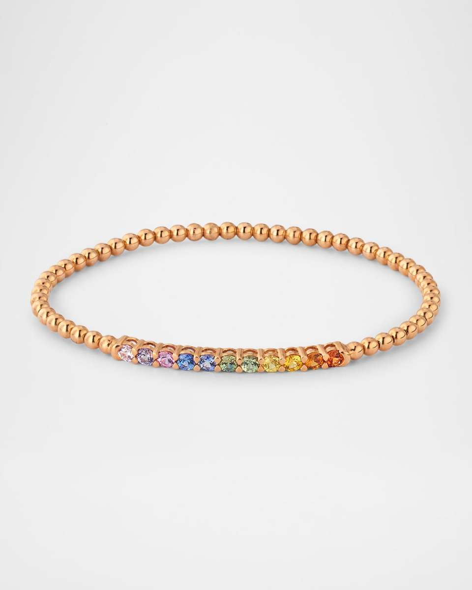 Rainbow 18K Rose Gold Sapphire Stretch Bracelet