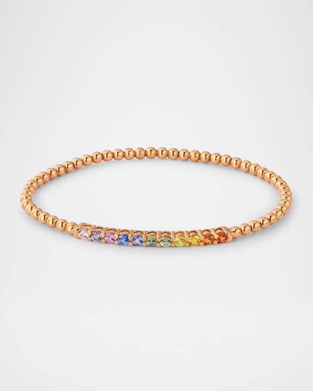 Rainbow 18K Rose Gold Sapphire Stretch Bracelet