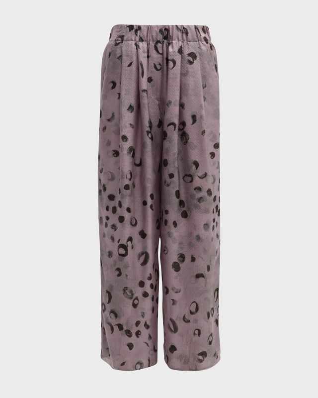 Printed Silk Wide-Leg Pants