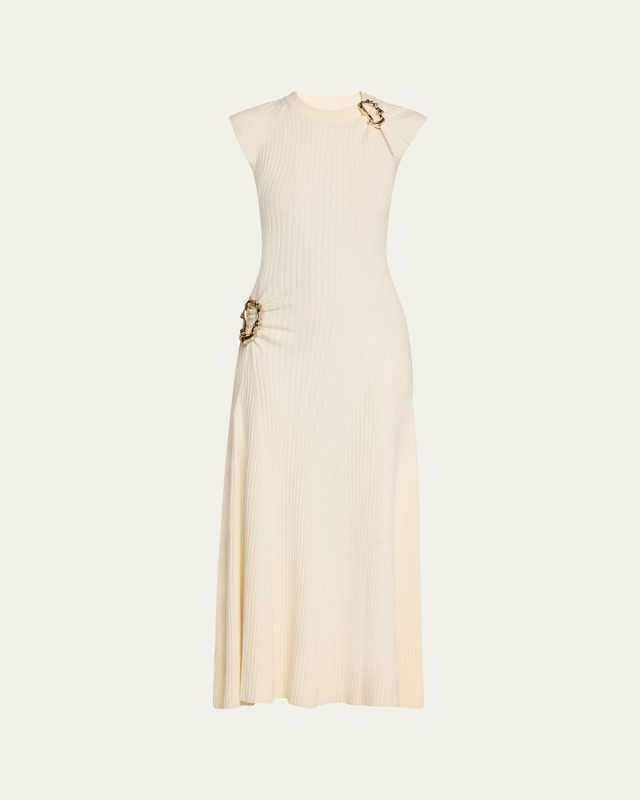 Adeline Rib-Knit Buckle Midi Dress