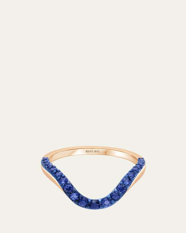 18K Rose Gold Grand Halo Ring with Half Pave Blue Sapphires