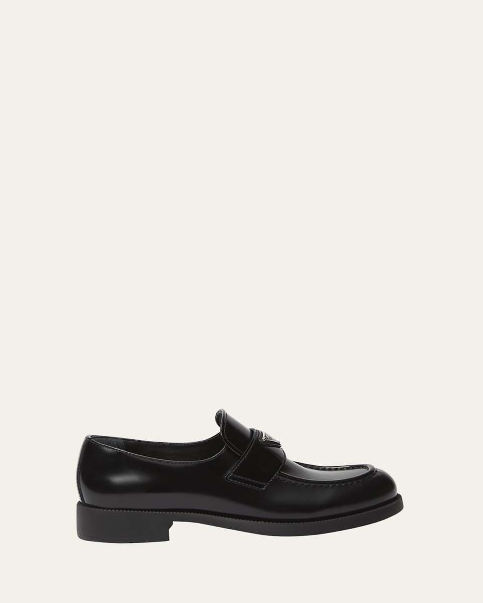 Leather Slip-On Flat Loafers
