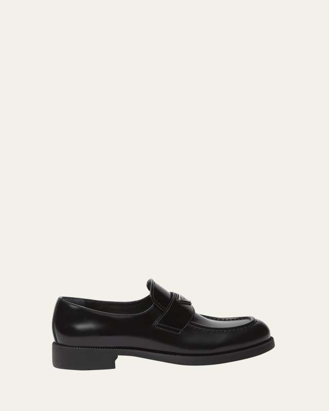 Leather Slip-On Flat Loafers