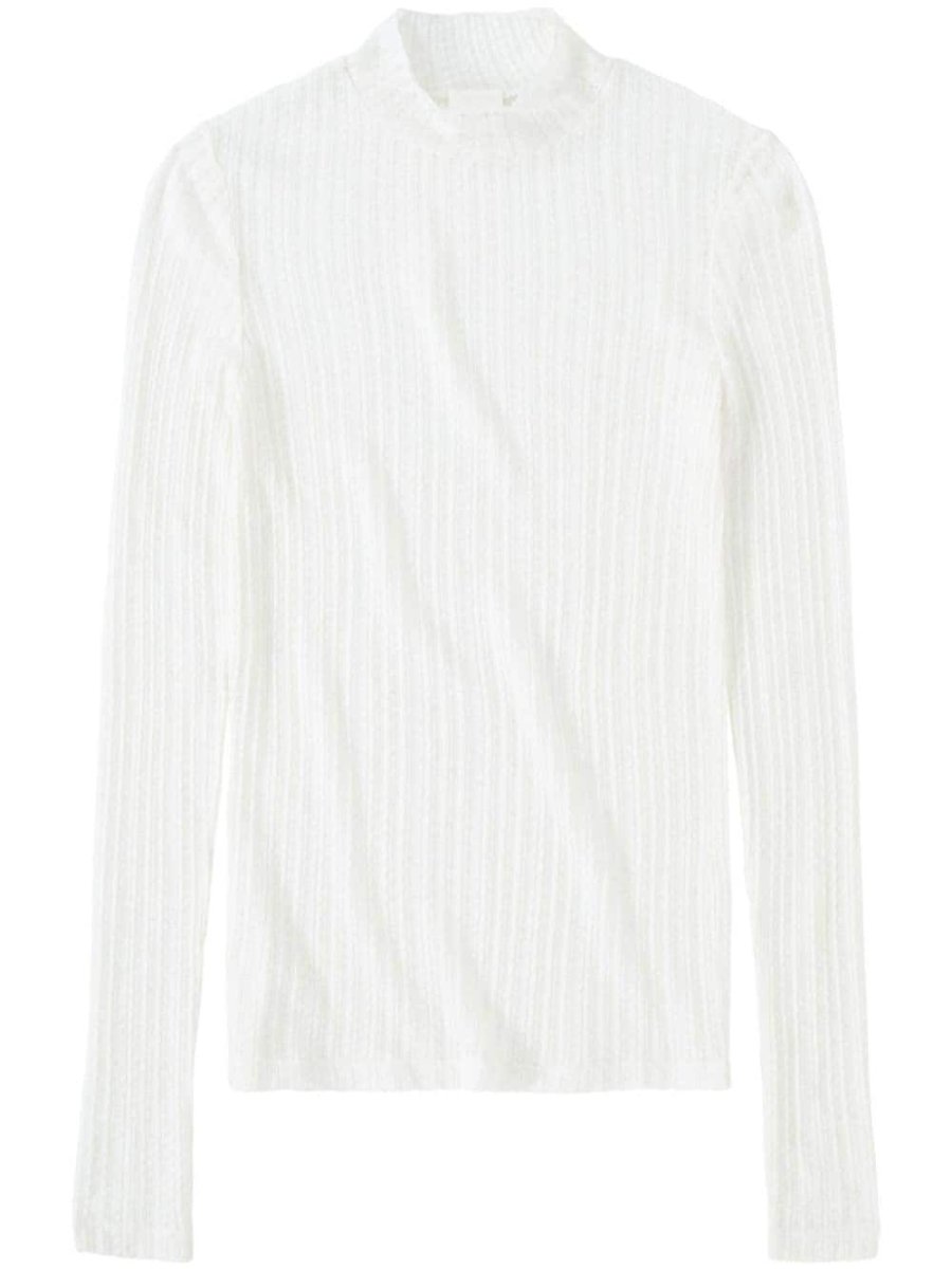 mock-neck lace top