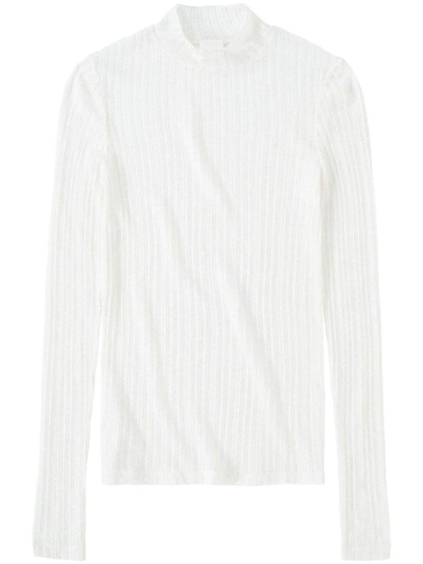 mock-neck lace top