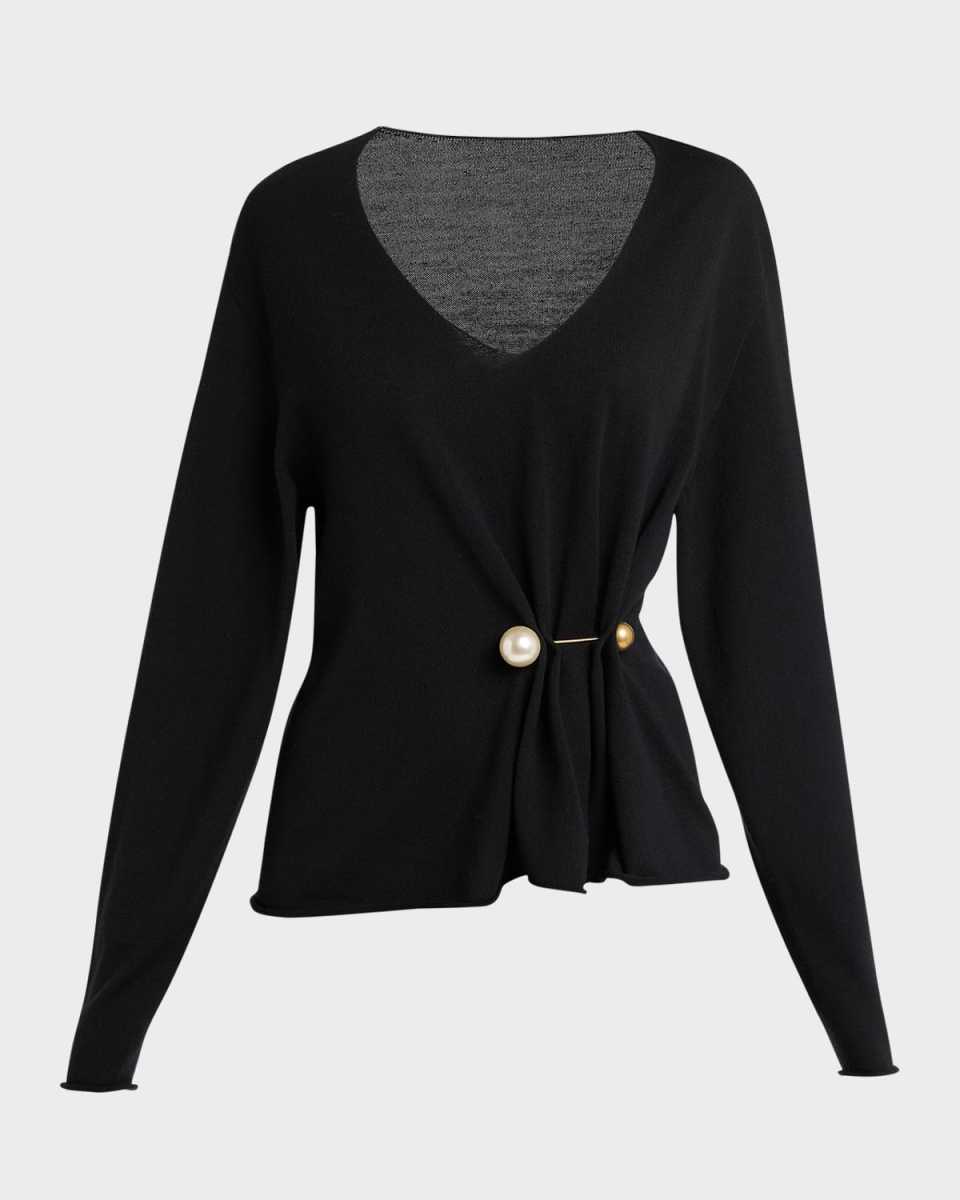 Embellished Merino Knit Top