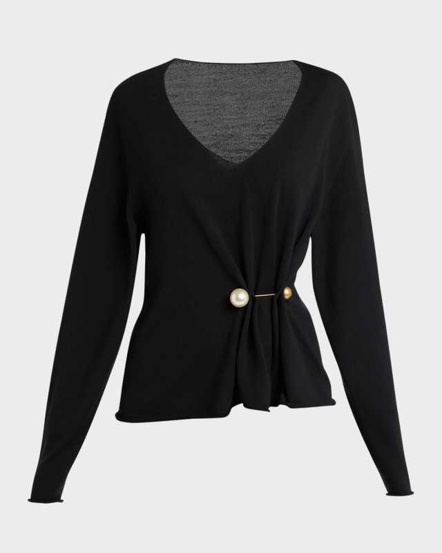 Embellished Merino Knit Top