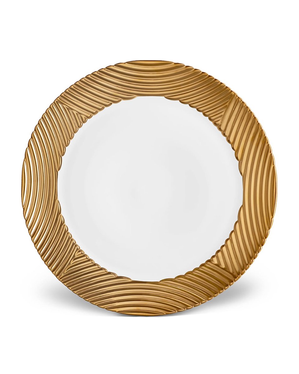 Corde Wide-Rim Charger, White/Gold