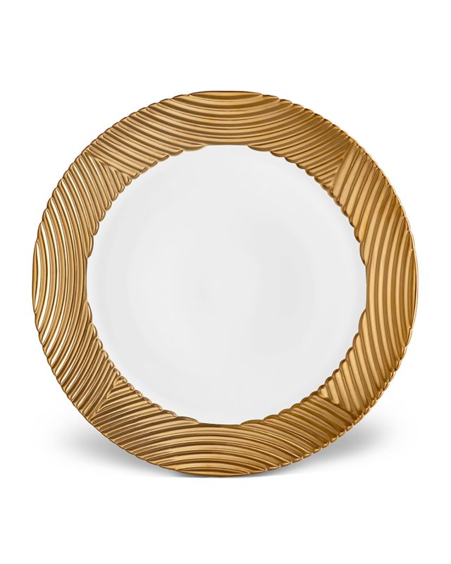 Corde Wide-Rim Charger, White/Gold