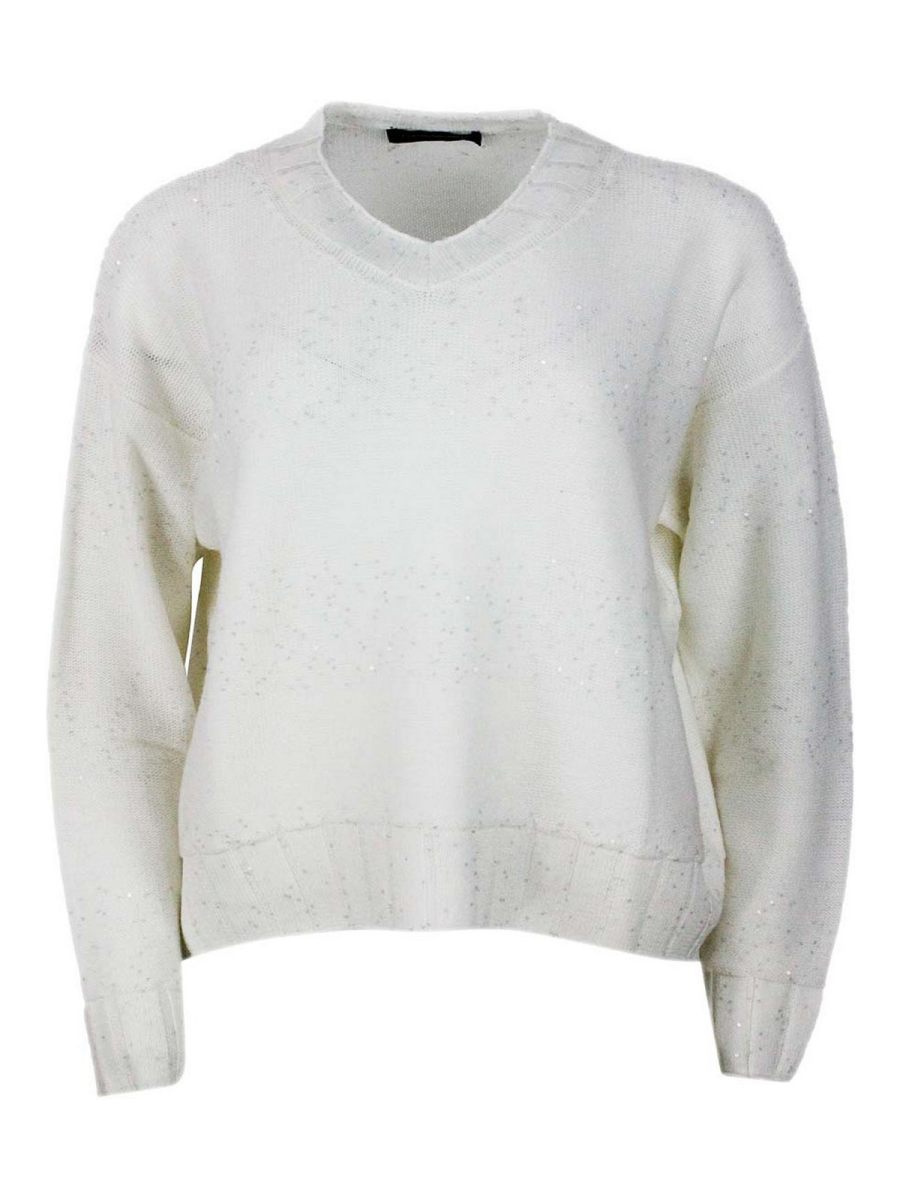 Lorena Antoniazzi Pull Col Rond - Blanc