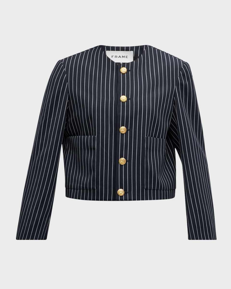Pinstripe Button-Front Jacket