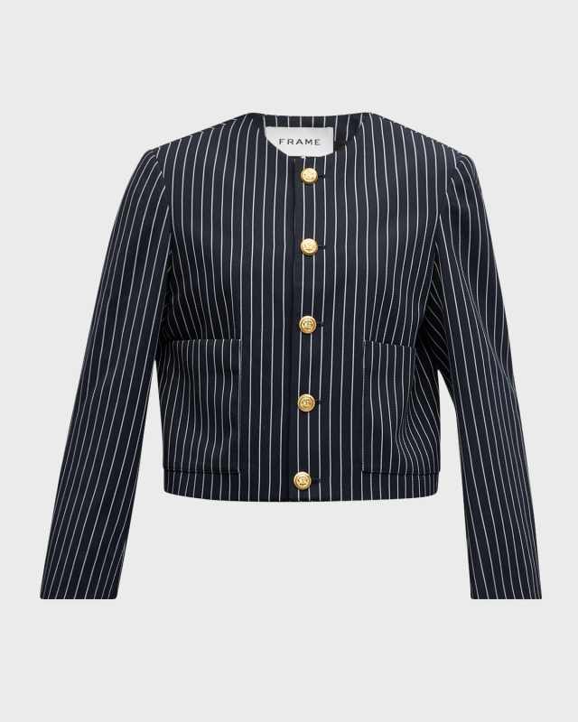 Pinstripe Button-Front Jacket