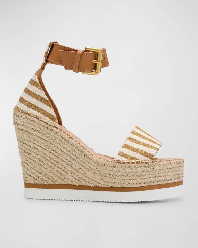 Glyn Stripe Wedge Espadrille Sandals