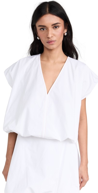 Victoria Beckham Sleeveless Gathered Waist Top White
