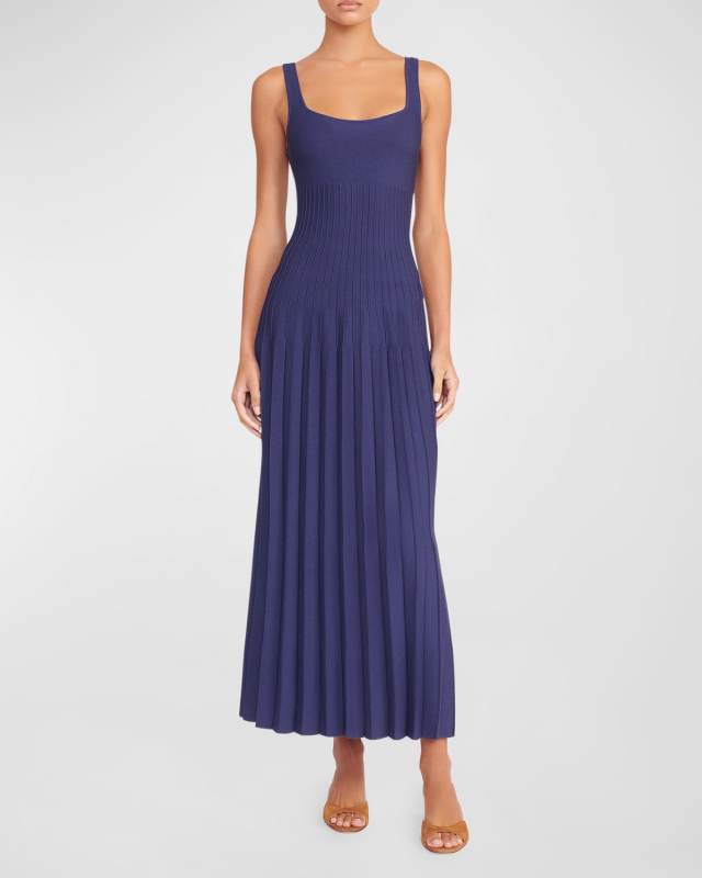 Ellison Sunburst Pleated Sleeveless Midi Dress