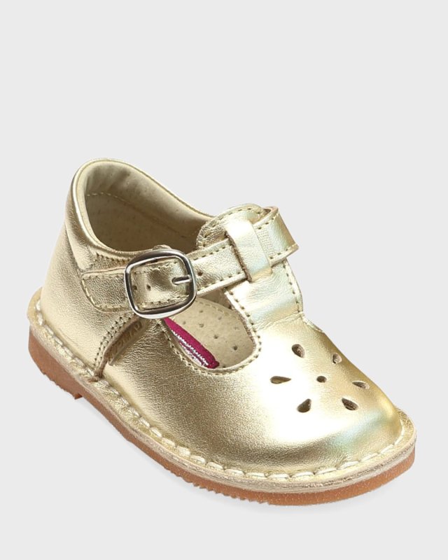 Girl's Joy Metallic Leather Cutout T-Strap Mary Jane, Baby/Toddler/Kids