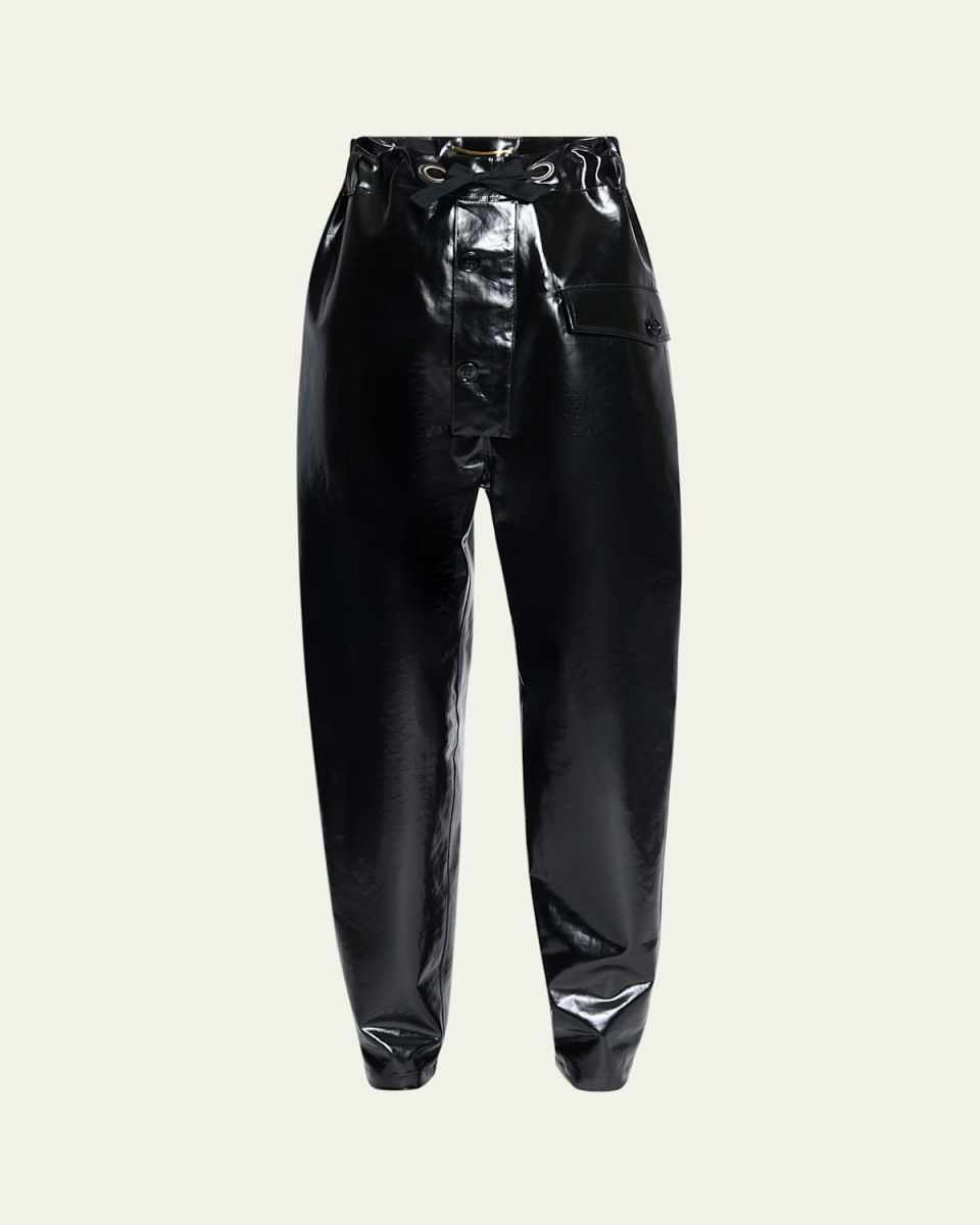 Vinyl Cinched High Waisted Drawstring Pants
