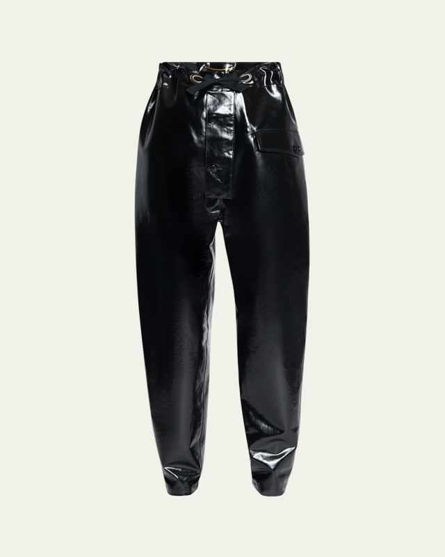 Vinyl Cinched High Waisted Drawstring Pants