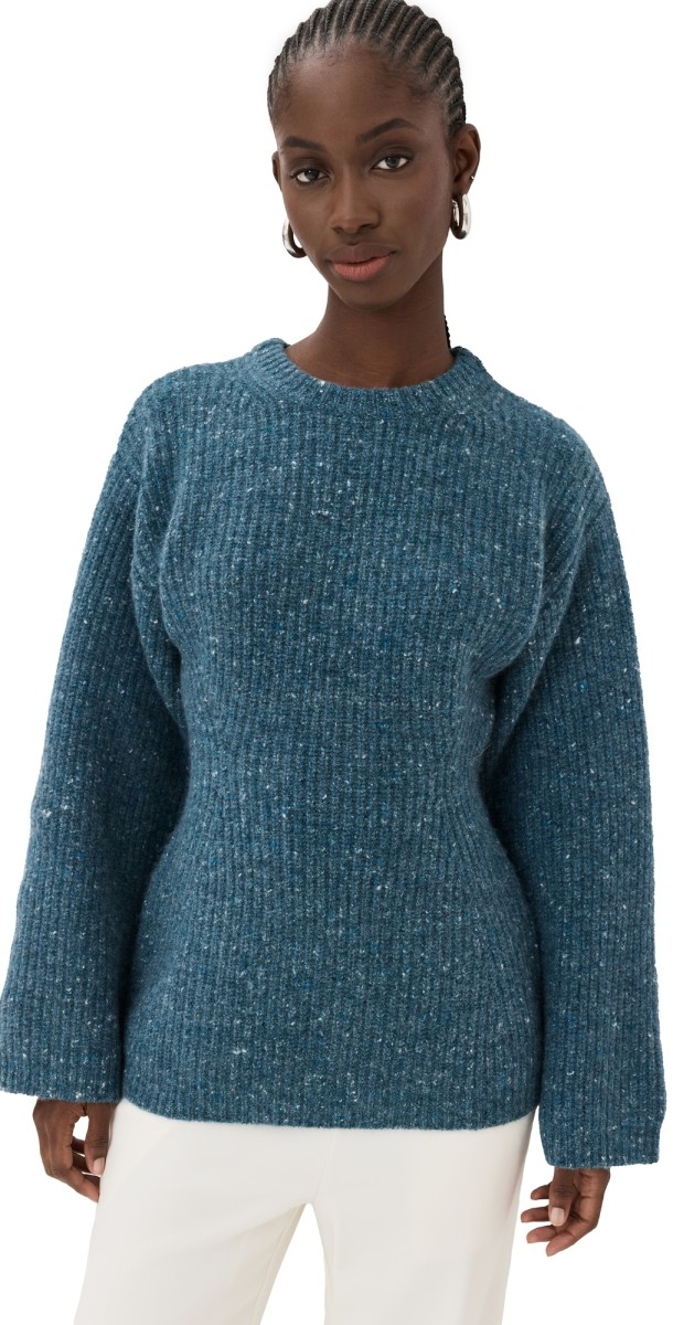 CO Ribbed Crewneck Sweater Blue Melange