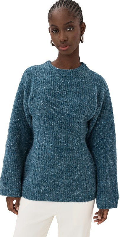 CO Ribbed Crewneck Sweater Blue Melange