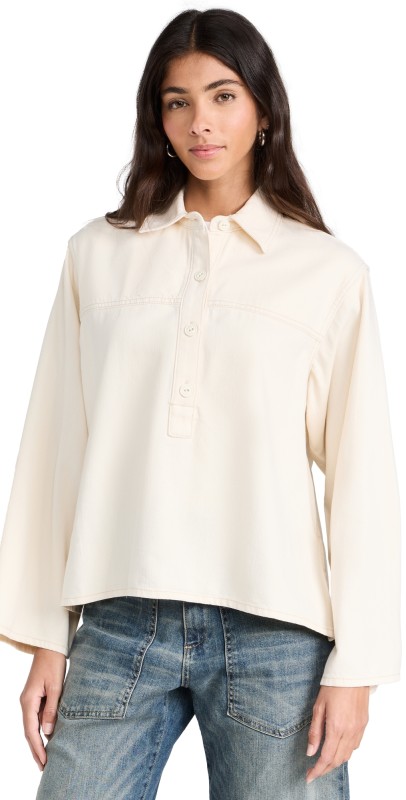 rag & bone Ultra Featherweight Emily Popover Shirt Ecru