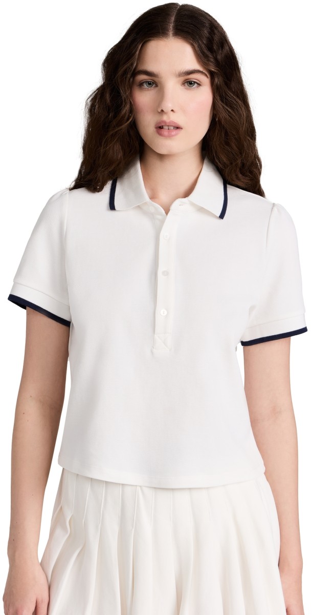 The Upside Bounce Birdie Crop Polo White