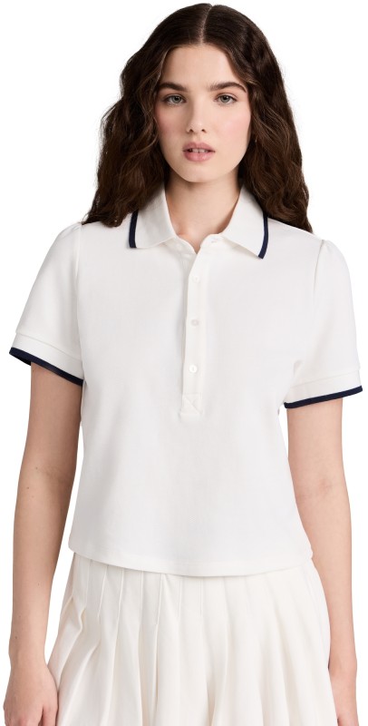The Upside Bounce Birdie Crop Polo White
