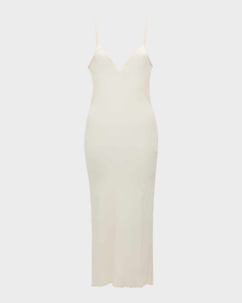 V-Neck Silk Midi Slip Dress