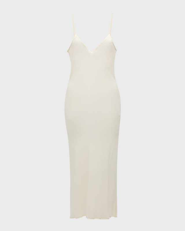 V-Neck Silk Midi Slip Dress