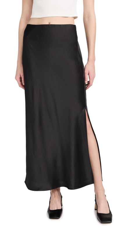 Madewell Satin Maxi Slip Skirt True Black