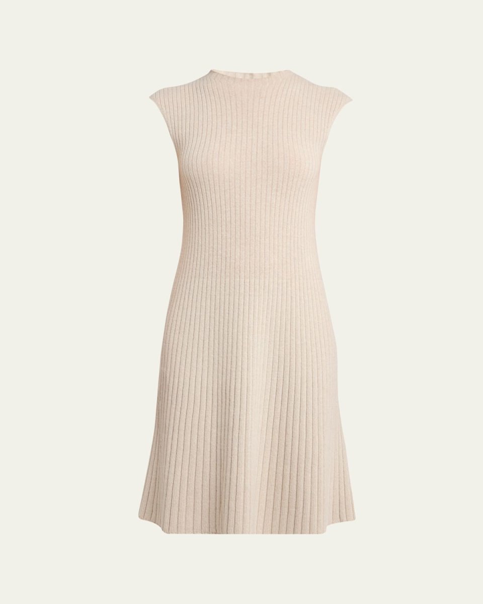 Cervatto Cap-Sleeve Cashmere Rib Dress