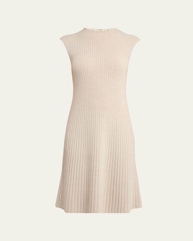 Cervatto Cap-Sleeve Cashmere Rib Dress