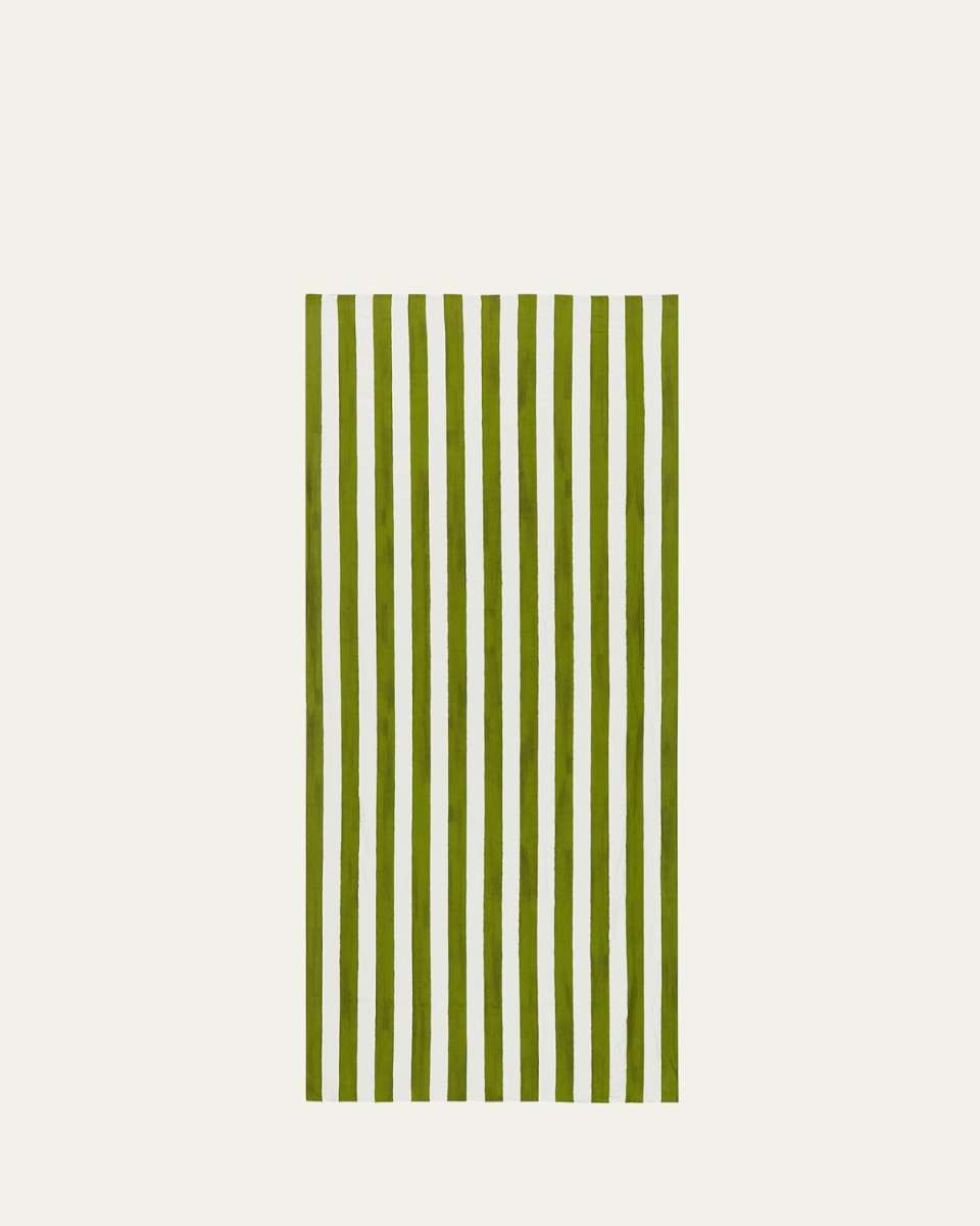 Avocado Green Stripe Tablecloth, 65" x 98"