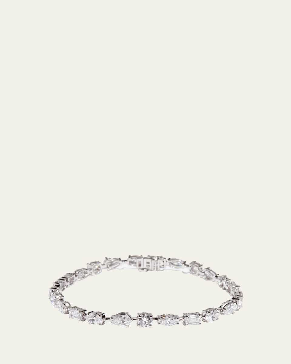 14K White Gold Fancy Shape Lab Grown Diamond Tennis Bracelet