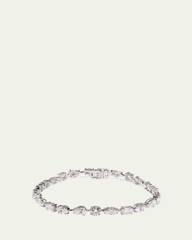 14K White Gold Fancy Shape Lab Grown Diamond Tennis Bracelet