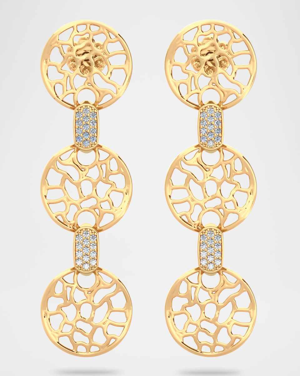 18K Gold Canyon Drop Earrings with Diamonds